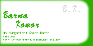 barna komor business card